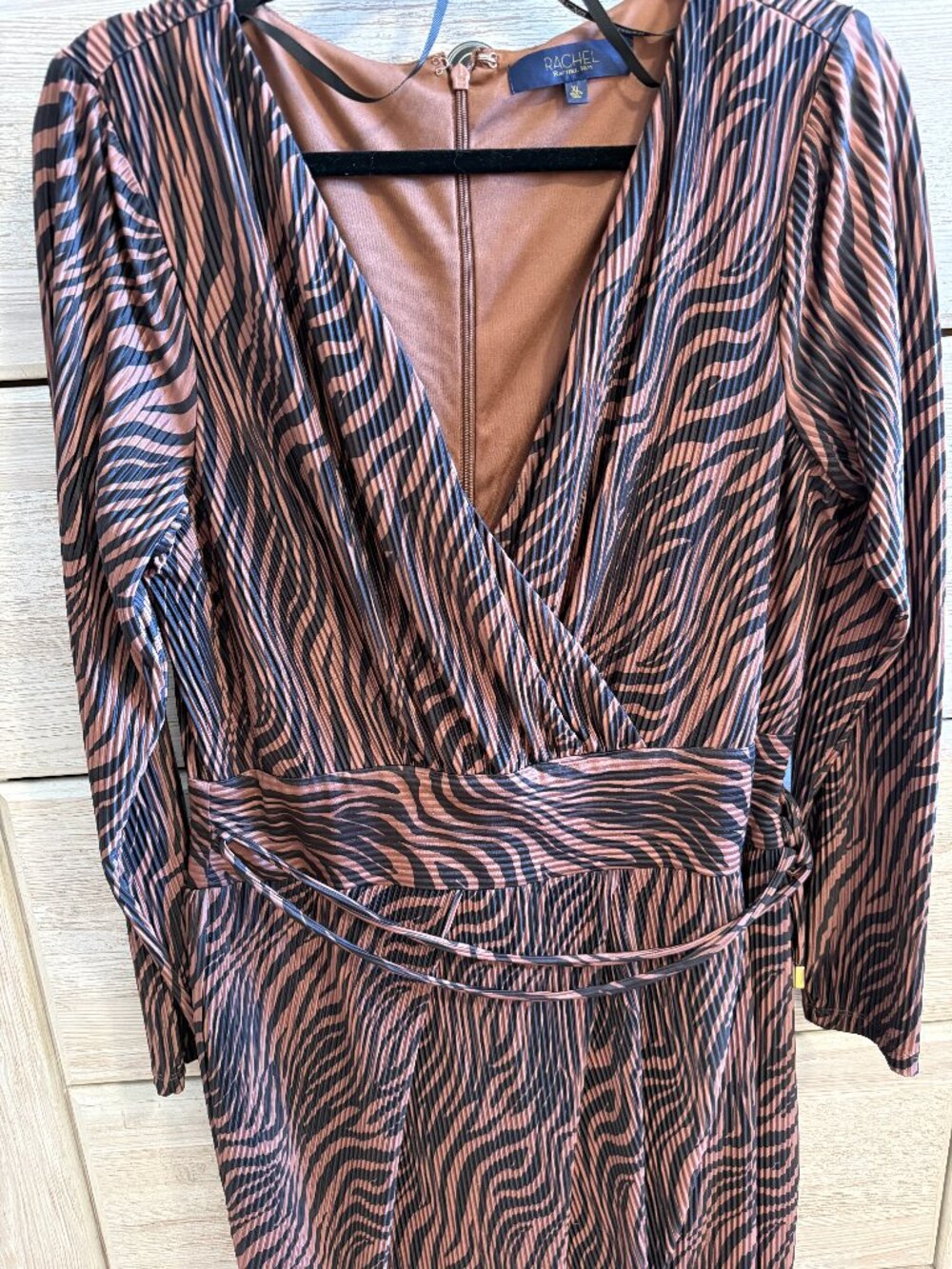 Brown/Black Zebra Print Wrap Dress